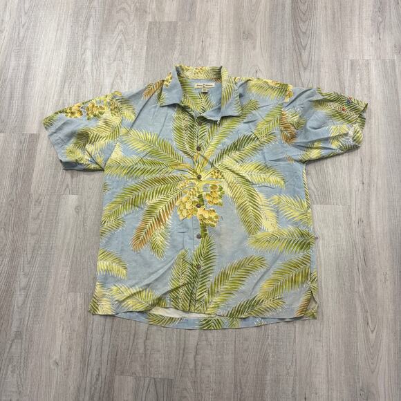 Tommy Bahama Hawaiian Shirt Men's Large Floral Silk Loop Camp All Over Print - Picture 1 of 10
